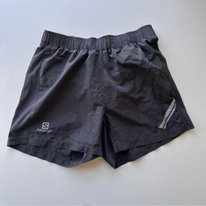 Salomon Gray Running Shorts, 5”, Small